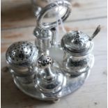 Scottish Silver Matched Condiment Set by Robert Gray Glasgow 1840 - 10" x 7".