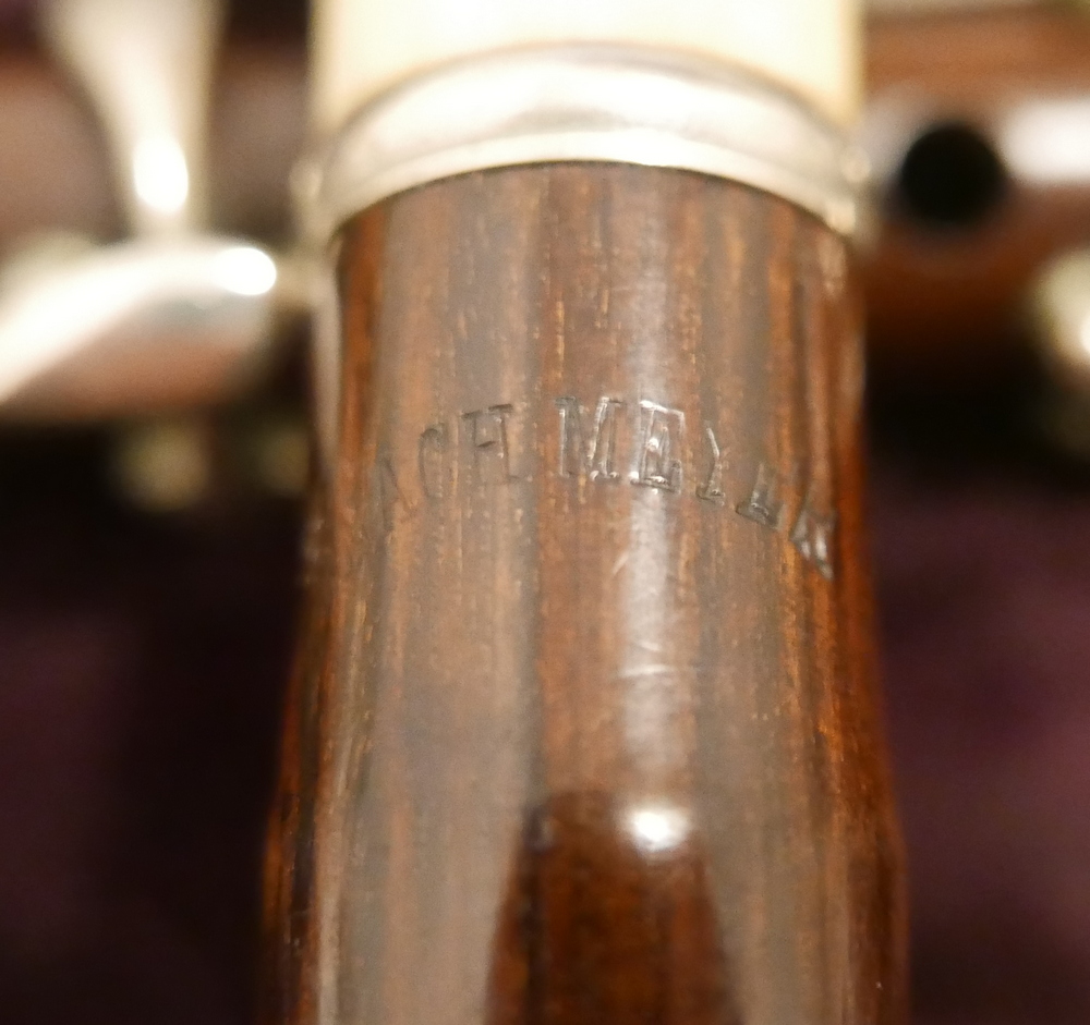 Antique Cased Nach Meyer Rosewood and Ivory Flute - 12" long. - Image 3 of 10