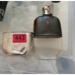 Antique Silver and Glass Hip Flask.