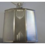 Art Deco Silver Spirit Flask - Walker Hall Sheffield 1935 - 3 3/4" (95mm) tall.