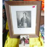 Antique Oak Framed Print of Robert Burns along with boxed Beer and Glass.