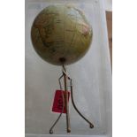 Antique c1900 George Philip's 4" Graphic Terrestial Globe on Metal Stand - 9" tall.