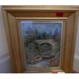 Grace Elspeth Robb Aboyne Artist Framed Oil Painting "Brig o Ess" 19" x 15 1/2".