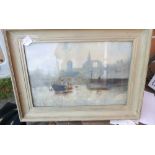 Antique Oil Painting of Aberdeen Harbour 26" x 19".