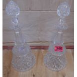 Pair of Hobnail Glass Thistle Decanters - 13 1/2" tall.