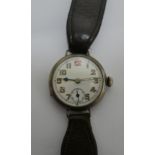 Silver Trench Watch - face 27mm diameter - working order.