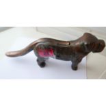 Large Antique Metal Dog Nut Cracker 12" long and 5" tall.