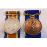 World War One BWM Medal to COMDR. G.C.HOLLOWAY. R.N.R. and Royal Humane Society Medal.
