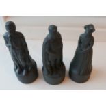 Trio of Peter Thomson Beneagles Whisky Ceramic Historical Chess Pieces sealed full of Whisky.