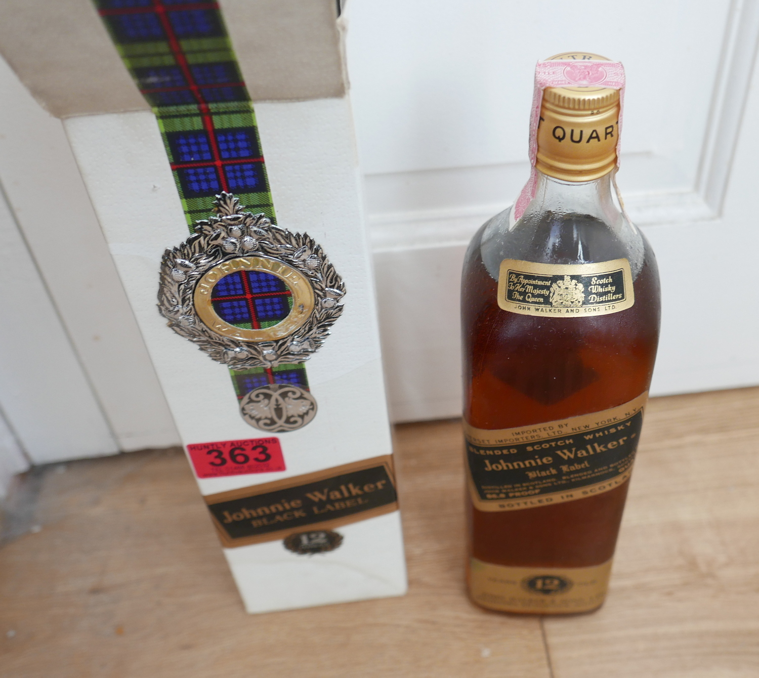Vintage Boxed Quart Bottle of Johnnie Walker Black Label Whisky.