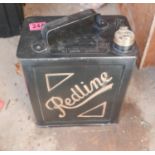 Vintage Redline Petrol Tin with Brass Filler Hose.