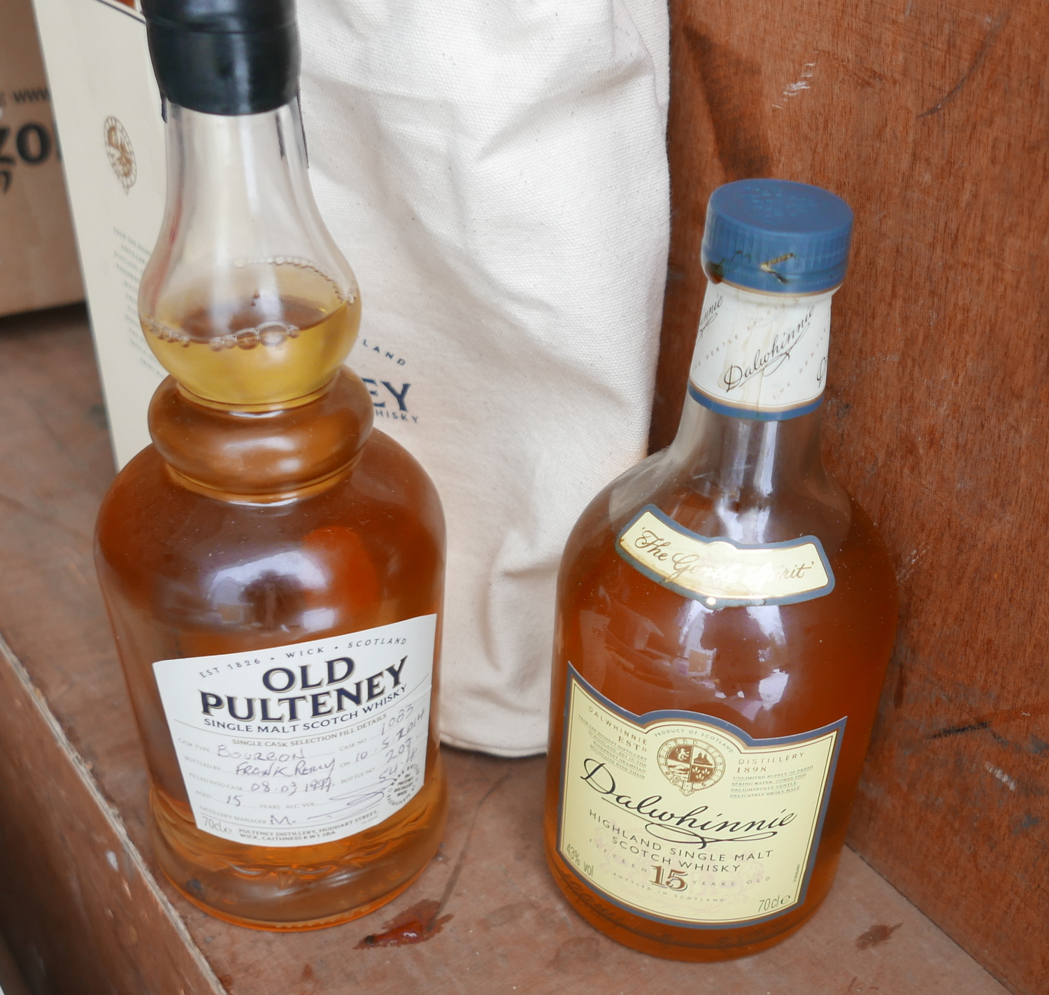 Dalwhinnie 15 year old and Old Pulteney Whiskies.