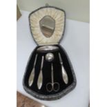 Vintage Boxed Silver Manicure Set with Chester Silver Hallmarks for 1929.