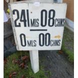 Vintage Wooden Railway Sign Double Sided 19" x 19" on 35" tall post.
