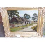 Antique Framed J.B.M.Donald RSA Oil Painting of Croft Scene actual oil 14 `1/2" x 11 1/2"