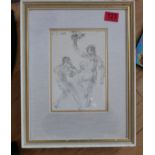 Walter Richard Sickert signed Framed Pen and Ink Drawing "The Game" 217mm x 150mm actual drawing.
