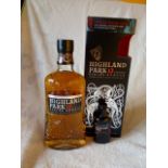 Highland Park Whisky 12 year old with dragon legend miniature gift pack - 40%.