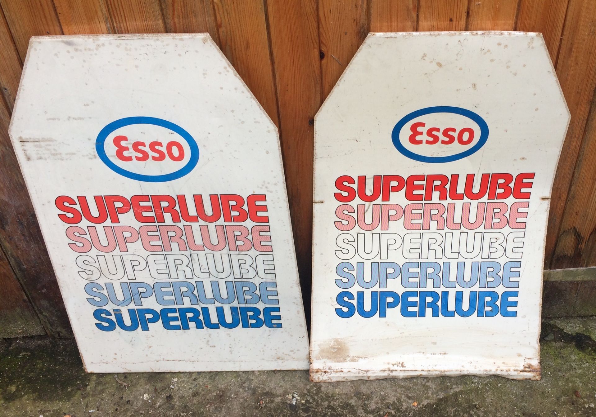 Vintage Pair of Tin Essolube Signs.