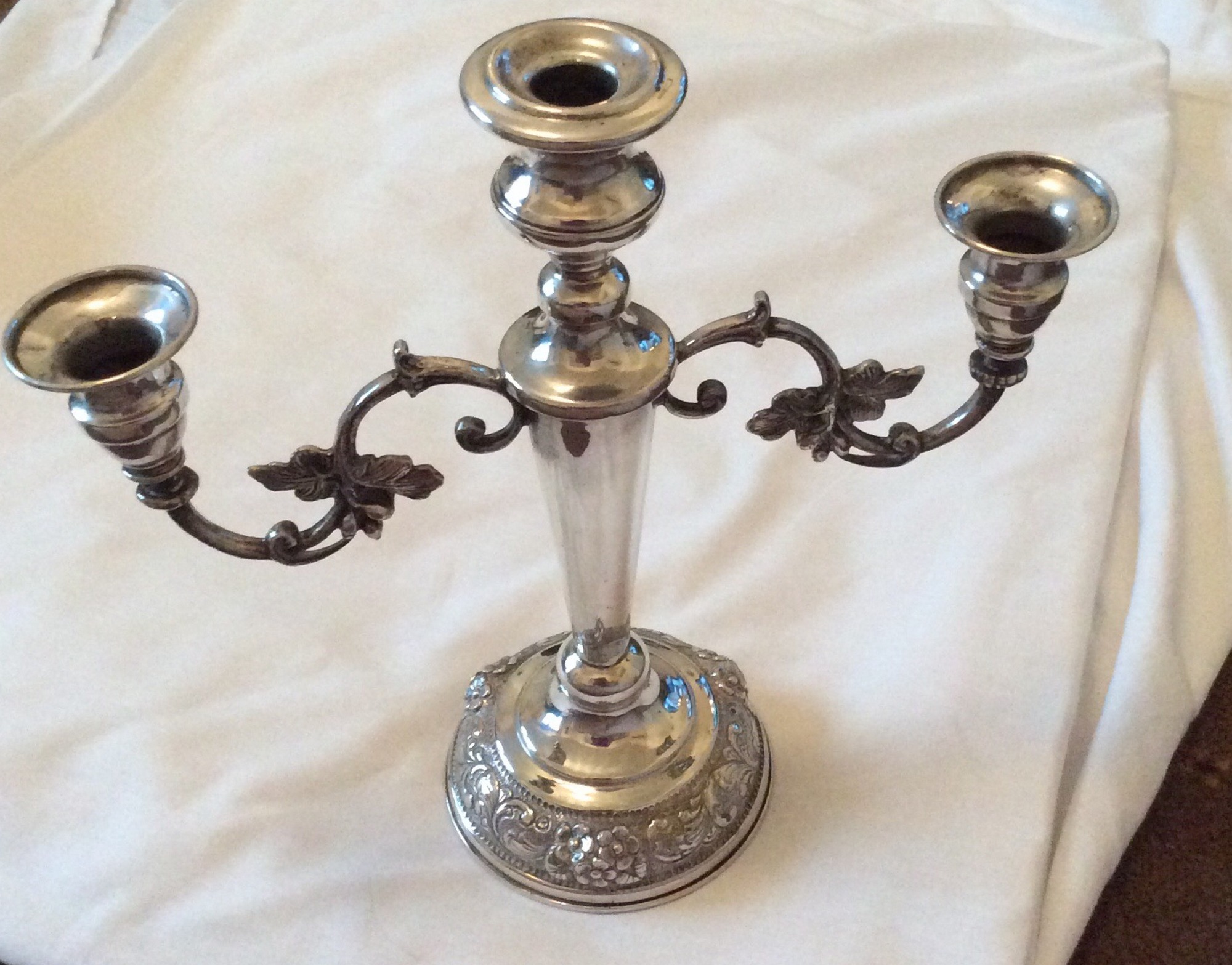 Large antique 830 grade silver candelabra, height 25.5cms, width 26cms - Image 3 of 3