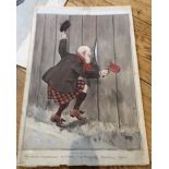 Original Signed Alfred Leete Watercolour "Mr Sandy Macdonald supports his favourite Football Team.