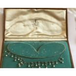 Vintage Boxed Pearl and Diamond? Necklace.