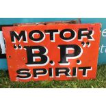 Motor BP Spirits Double Sided Enamel Sign with Flange - 24" x 15" Flange 2 1/4" deep.