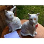 Antique Staffordshire Cat Figures 11" tall.