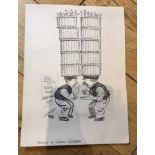 Original signed Alfred Leete Pen and Ink Drawing "Politics in Covent Garden" 12 1/4" x 9 1/4"
