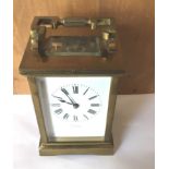Vintage French Brass Carriage Clock - 5 1/2" tall - overwound.