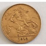 King George V 1912 Gold Half-Sovereign.