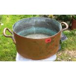 Large Antique Copper Pan 20 1/2" diameter across the handles.