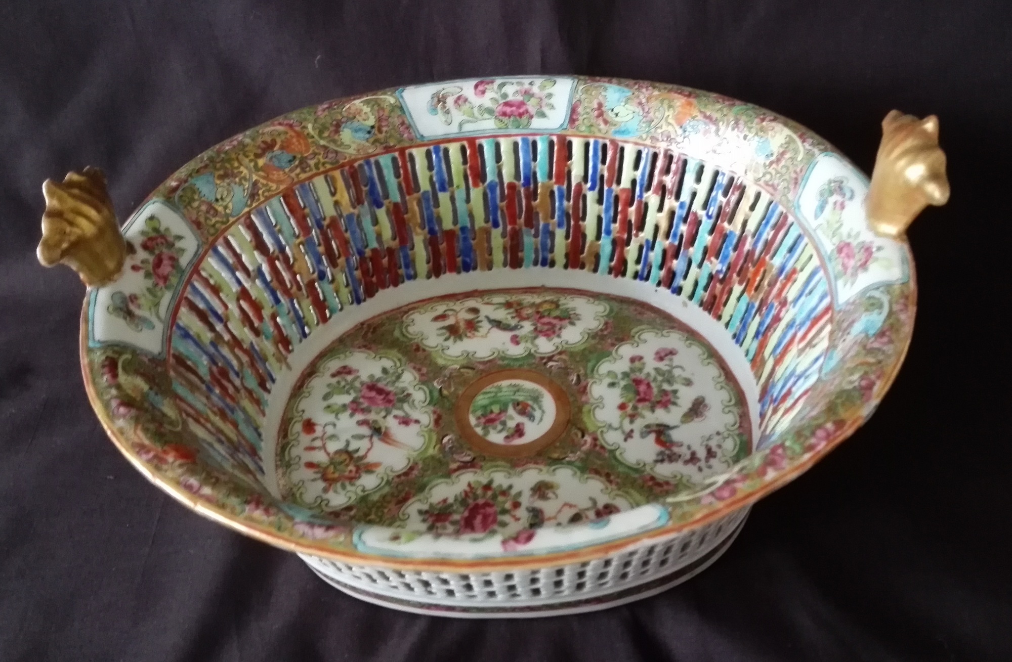 Antique Chinese Bowl 14.5cm at highest and 28cm at the widest.