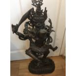 Antique/Vintage Metal Indian God Figure 28 1/2" (72cm) tall and 14" (35.5cm) at the widest.