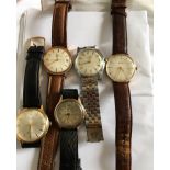 Lot of 5 Vintage Gents Wristwatches-Election-Roamer-Cervine-Buren-Avia - 3 of which are working.