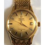 Vintage 18 karat Gold Omega Automatic Chronometer Constellation with diamond bezel -working cond.