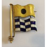 Antique 1905 Naval Semaphore Flag Brooch 15ct Gold - 40mm x 25mm - 9.8 grams.