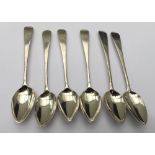 Lot of 6 - 18th Century Silver Teaspoons 5 3/8"long (58 grams) marked IS.