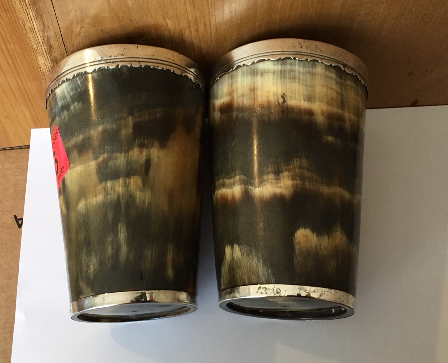 Pair of Antique Horn Beakers - 4 1/2" tall - 3" at the widest. - Image 4 of 6