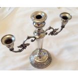Large antique 830 grade silver candelabra, height 25.5cms, width 26cms