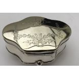 Chester Silver 1908 Dressing Table Box 2 3/4" x 1 3/8" on feet.