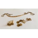 Lot of Gold Cufflinks and Gold Necklace etc - 17 grams total weight.