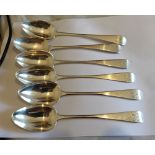 Lot of 6 Georgian Edinburgh Hallmarked Silver Table Spoons - 7 1/2" long - approx 170 grams .