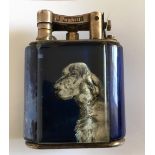 Vintage Dunhill Lucite? Lighter with English Setter Panels - 3" tall x 2 1/2" wide.