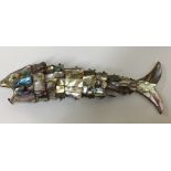 Vintage Abalone Shell Articulated Fish - 7 1/2" long.