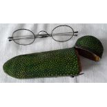 Pair of Antique Wire Spectacles in Shagreen Case.