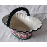 Wemyss Ware Cabbage Roses Basket - 30cm in length - 21.5cm wide impressed Wemyss Mark.