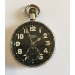 Vintage Mark V 30 hour Black Dial Nickel Cased Pocket Watch - running order.