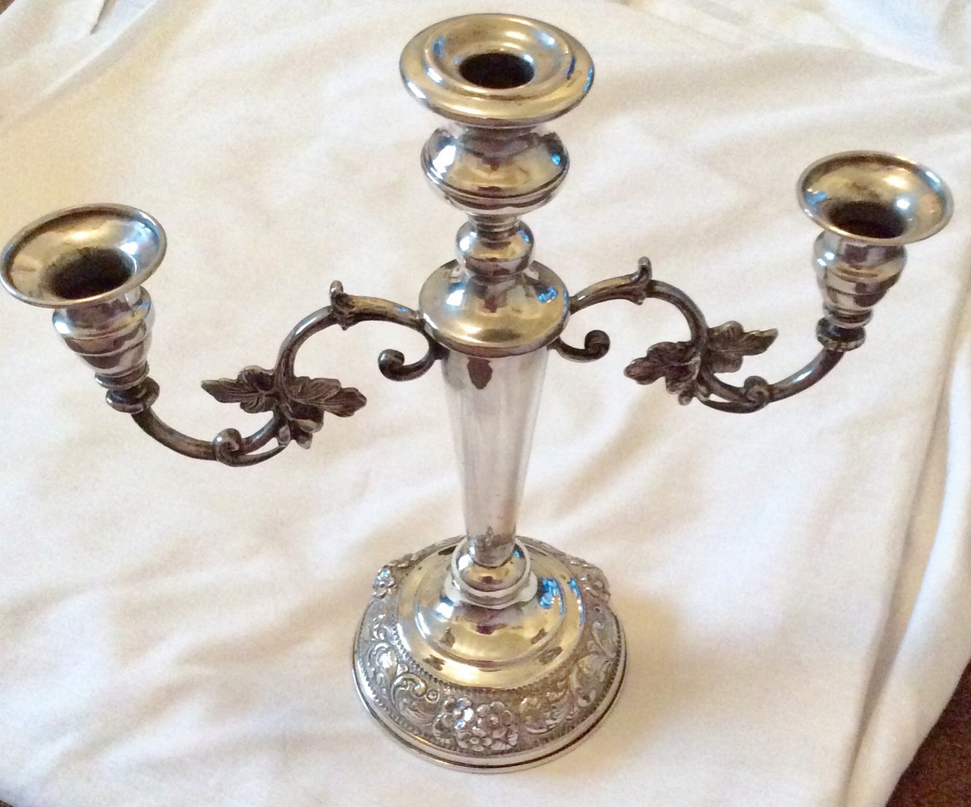 Large antique 830 grade silver candelabra, height 25.5cms, width 26cms - Image 2 of 3