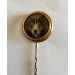 W Essex Painter 1862 Enamel Stick Pin with Dog Head Scene.