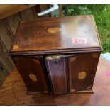 Antique Inlaid Smokers Cabinet with Pipes.